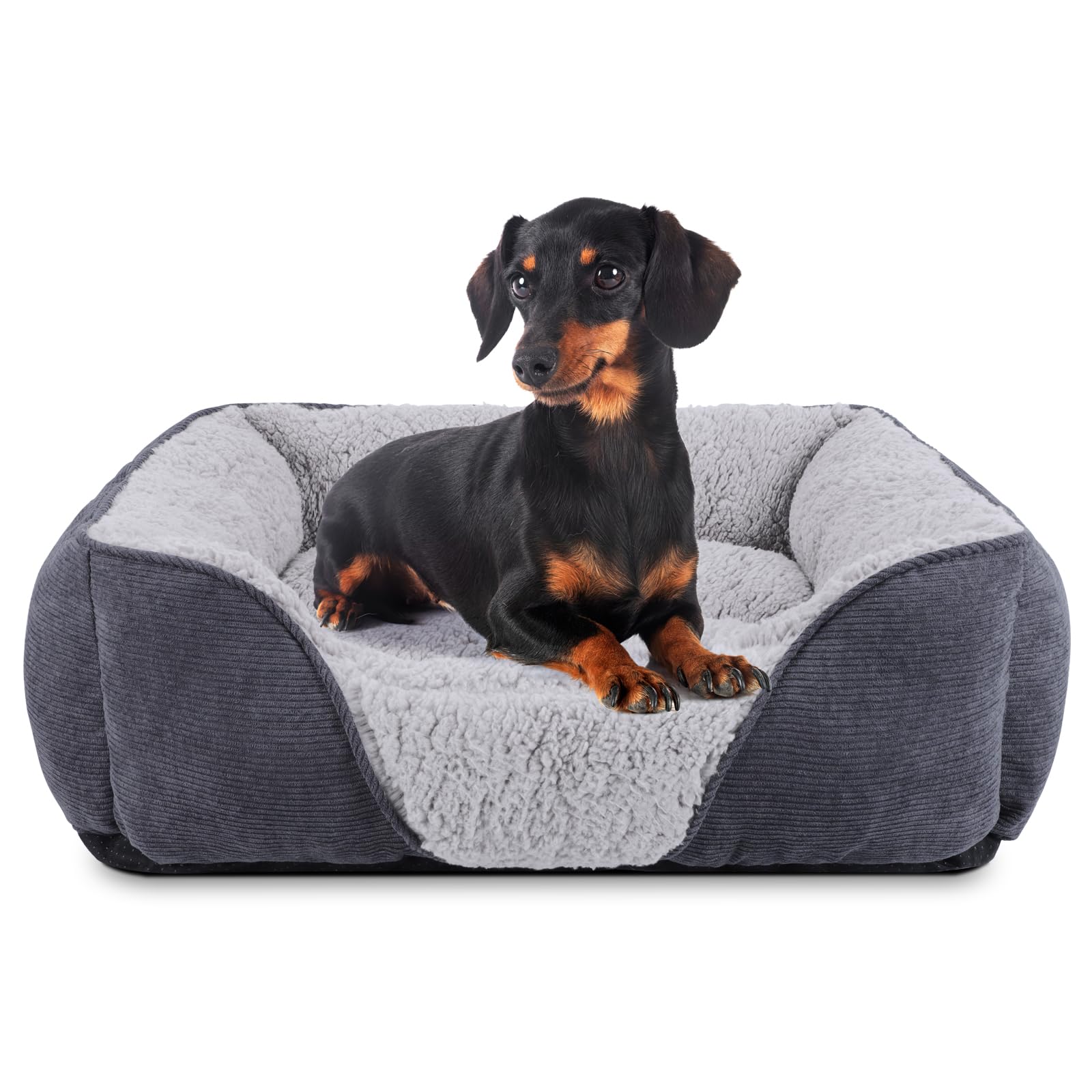 JOEJOY Dog Cat Bed - Soft Wool Fleece Small Pet Sofa, Washable Dog Bed for Dogs, Cats, Kittens and Puppies, 51x49x16cm