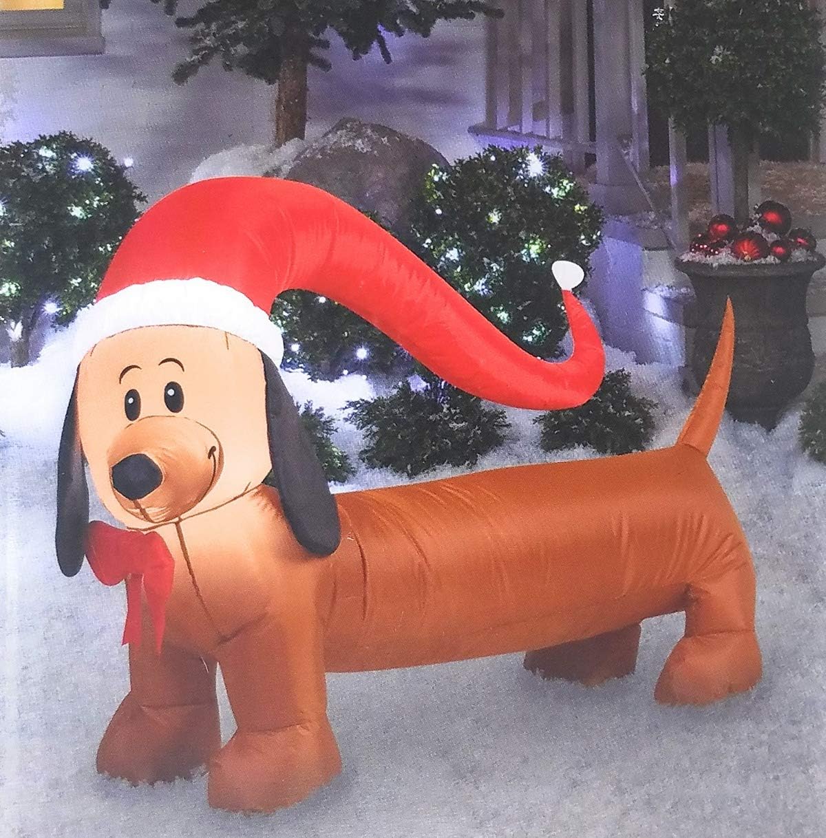Air Blown Inflatable Dachshund Weiner Dog Outdoor Christmas