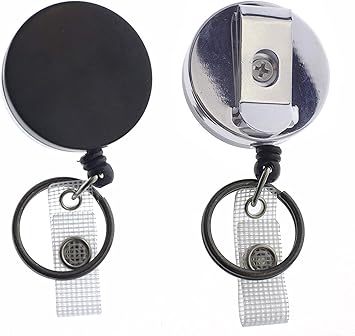 Download 2 Pack Heavy Duty Metal Retractable Badge Holder Reel With Belt Clip Key Ring And Waterproof