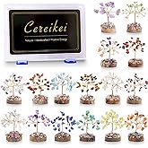 Cereikei 7 Chakra Healing Crystal Tree of Life, Set of 16 Handcrafted Crystals and Healing Stones Trees Collection, Home and Office Feng Shui Decor, Real Natural Crystal Tree Set with Info Guide