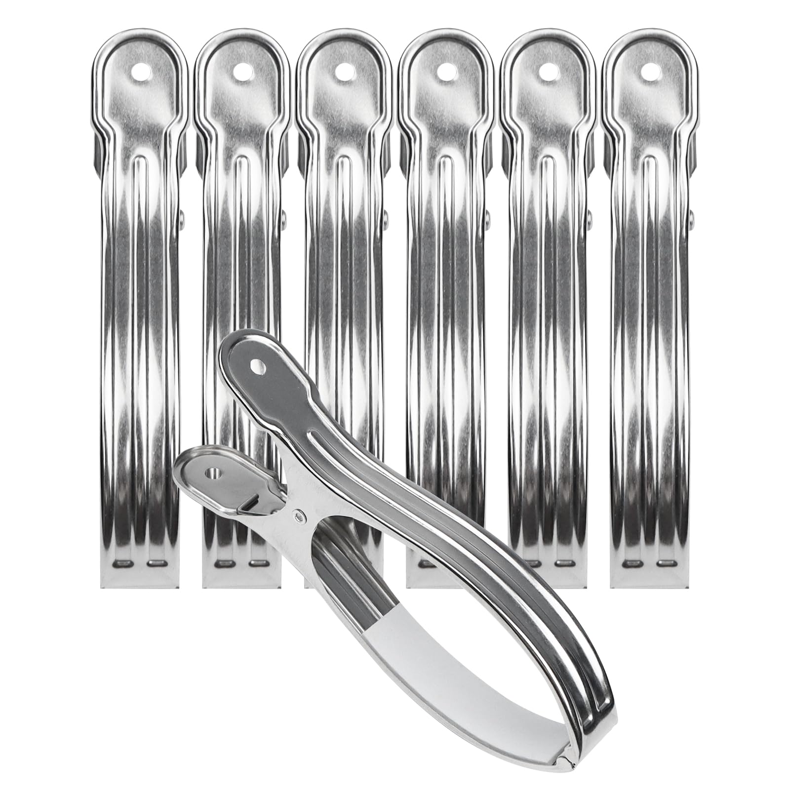 Taianji 6 Pcs Extra Large Beach Towel Pegs Clips Stainless Steel Windproof Metal Bath Towel Clips Washing Pegs for Sunbeds, Sun Loungers, Pool Chairs, Laundry and More