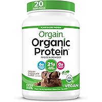 Orgain Organic Plant Based Protein Powder, Creamy Chocolate Fudge - Vegan, Low Net Carbs, Non Dairy, Gluten Free, No…