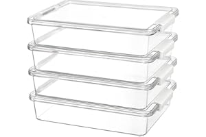 Vtopmart 6 Qt Plastic Storage Bins with Lids, Clear Sensory Bins, Arts Crafts Organizers and Storage, Stackable Containers fo