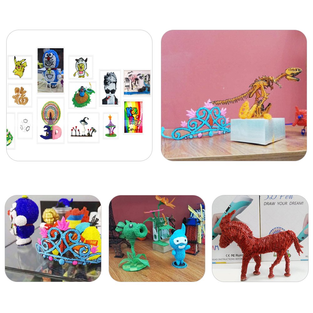 3D Printing Pen for Kids,Juboury JBY-II 3D Drawing Pen with LCD Temperature Display for Model Printing,Art Design,DIY and Crafts Drawing-Compatible with 1.75mm ABS and PLA Filament (Blue)