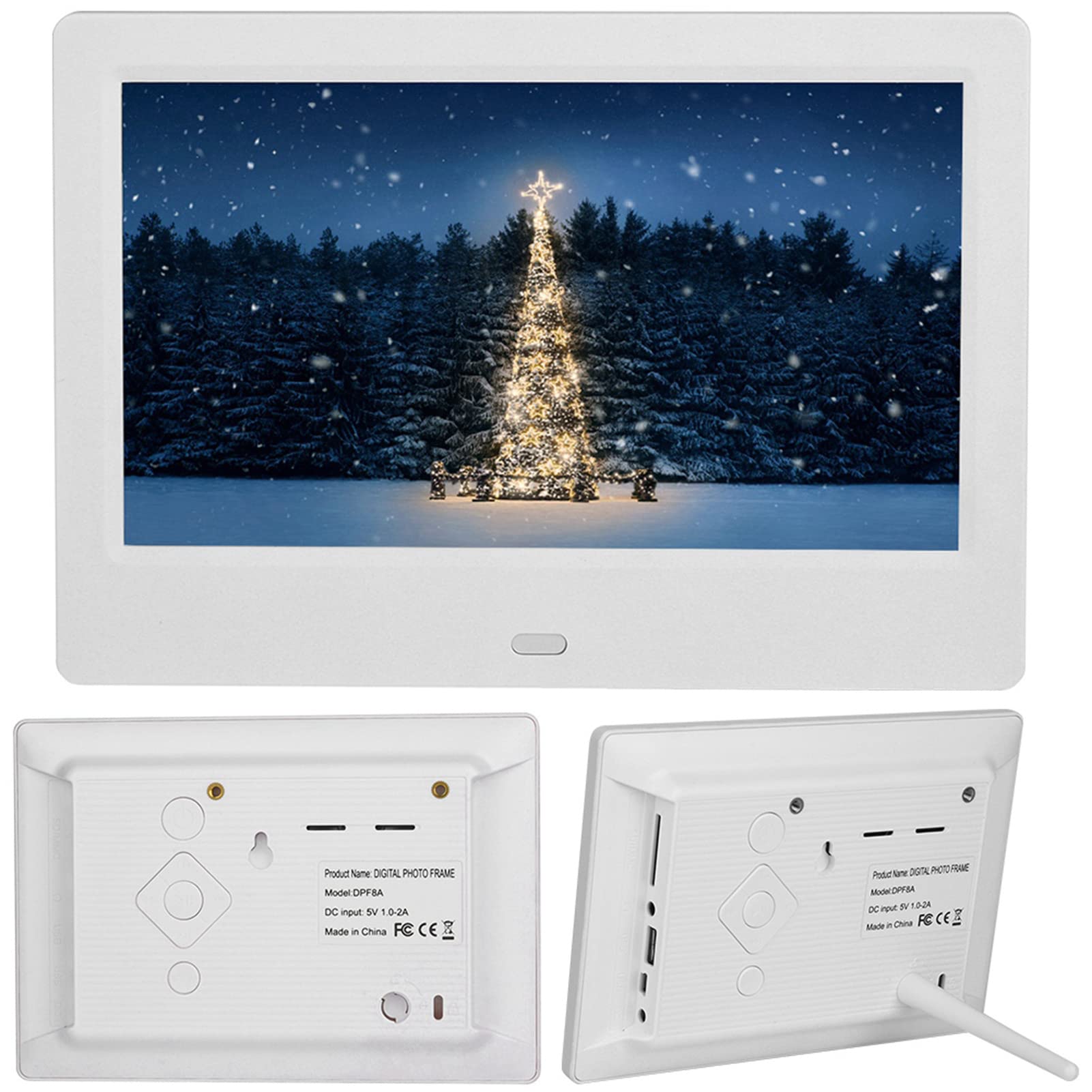 HD Wide Screen Digital Photo Frame,7inch 16:9 Wireless Remote Control Digital Picture Frame,Electronic Album ​for Memory Card, U Disk, Laptop, Desktop Computer(White)