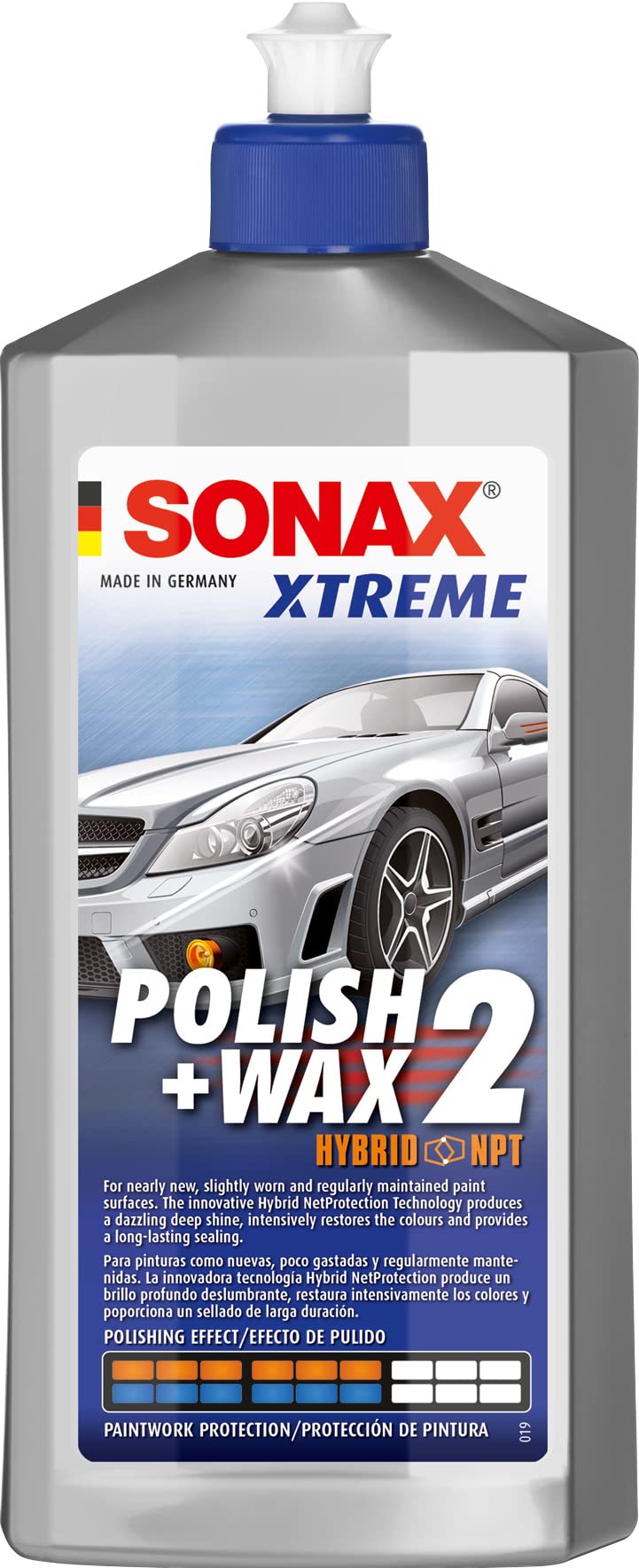 SONAX XTREME POLISH+WAX 2 HYBRID NPT (500 ml) - For nearly new, slightly worn and regularly maintained paint surfaces. | Item-No. '02072000-544