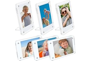 AetJxixee 6 Pack Acrylic Magnetic Picture Frames 2x3, Refrigerator and Desktop Photo Frames Combine, Vertical and Horizontal Clear Display Compatible with Fujifilm Instax Mini for Fridge/Table/Locker
