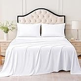 MICORAL Queen Bed Sheets Set, Soft Breathable Bedding Sheet Set, Sheets Set with 16" Deep Pocket Design (4 Pieces, Queen, Modern White)