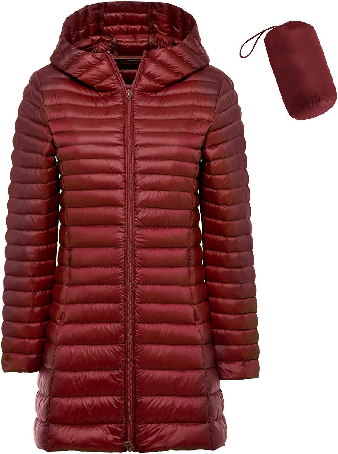 Women's Packable Down Coat Lightweight Plus Size Puffer Jacket Hooded Slim Warm Outdoor Sports Travel Parka Outerwear