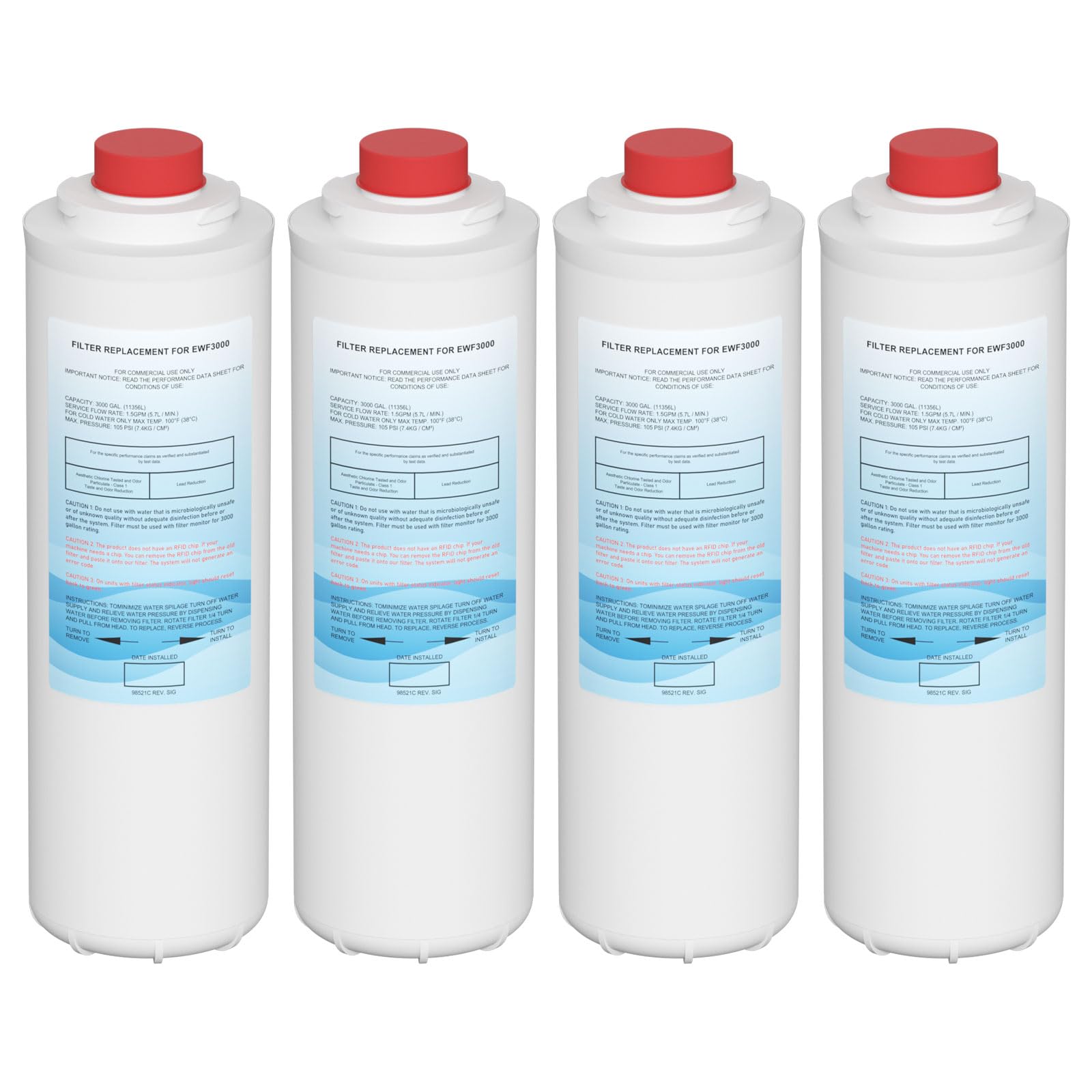 Photo 1 of 51300C Water Replacement Filter (No Chip) Compatible with Elkay 51300C EWF3000 Ezh20 Bottle Filling Station, 3000 Gallon Water Filter Replacement for ERF750, 51299C, 55898C 4 Pack