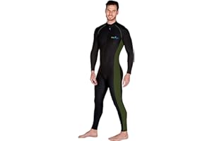 EcoStinger® Men Stinger Suit Dive Skin UV Swimsuit +Arm Pocket UPF50+ Chlorine Resistant Black Khaki