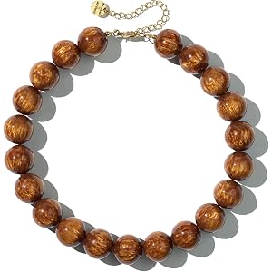 DoDoBeads Chunky Beaded Necklaces for Women, Colorful Statement Necklace | UV Cat-Eye Resin Beads, Waterproof 18K Gold-Plated