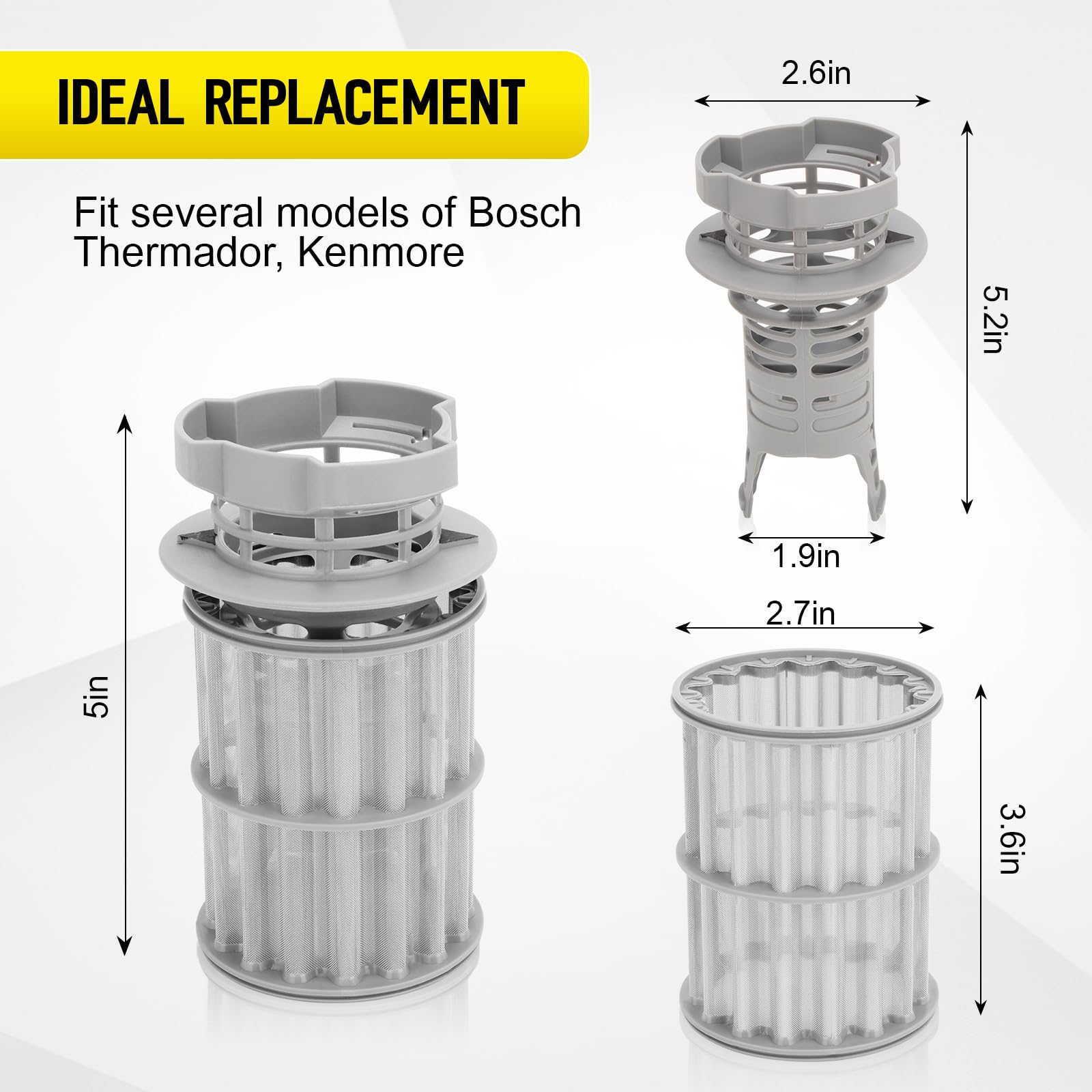 00645038 Dishwasher Fine Filer & Coarse Micro Filter for Bosch Kenmore Thermador Dishwasher, Replaces AP4339631 00651097 PS3479708 PS8730270