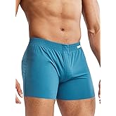 MIZOK Men's Breathable Ice Silk Pajama Bottom Sleep Boxer Shorts with Button Fly