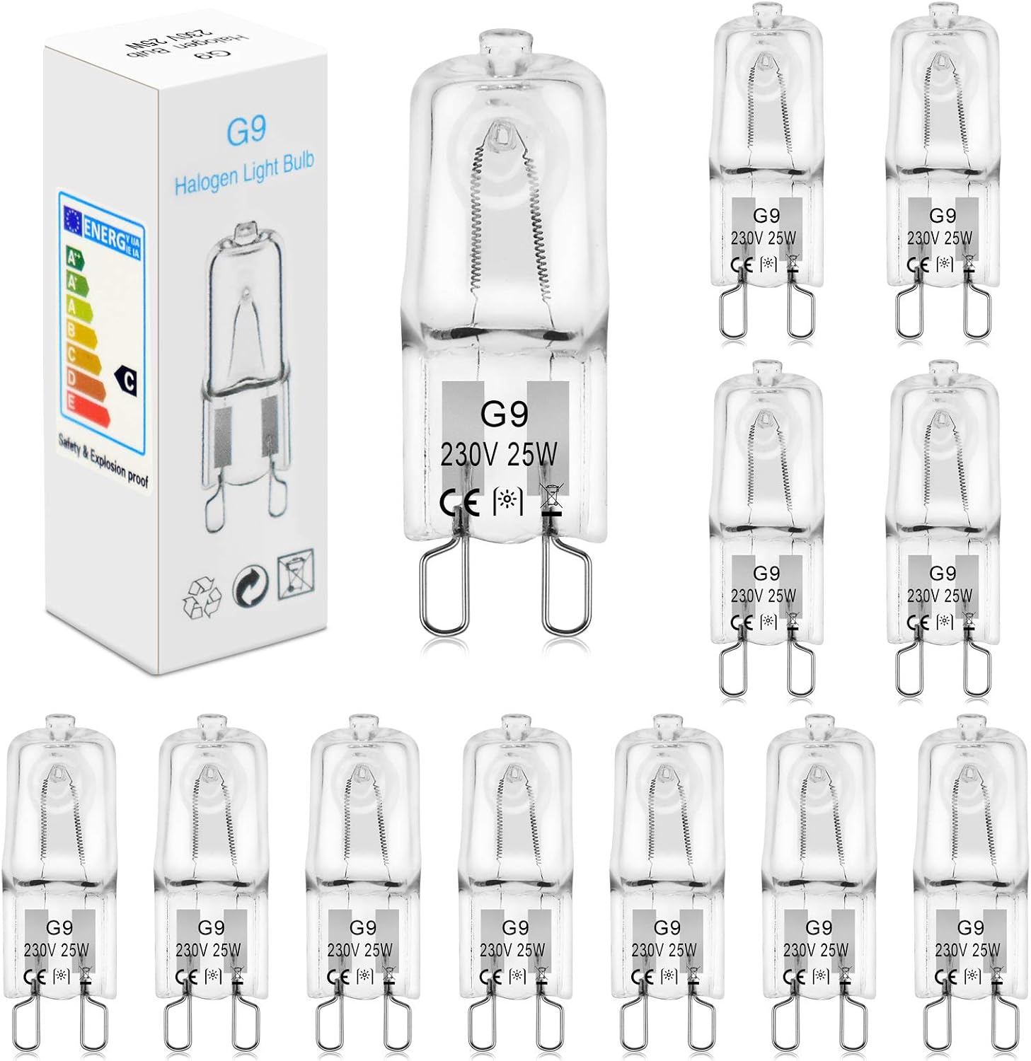 BROTOU G9 25W Halogen Bulbs, 230V 500LM 2800K Warm White Capsule Bulbs, Dimmable (12 Pack, 25, Watts), 12 Count (Pack of 1)