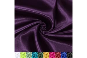 P Pothuiny 60 Inch Wide Purple Satin Fabric by The Yard, Silky Charmeuse Satin Fabric for Bridal Wedding Dress Decor DIY Apparel Crafts, 1 Yard