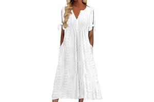Caiyungui Summer Maxi Dresses for Women UK 2026 Boho Casual Elegant Ladies Dress Fashion Floral V-Neck Short Sleeve