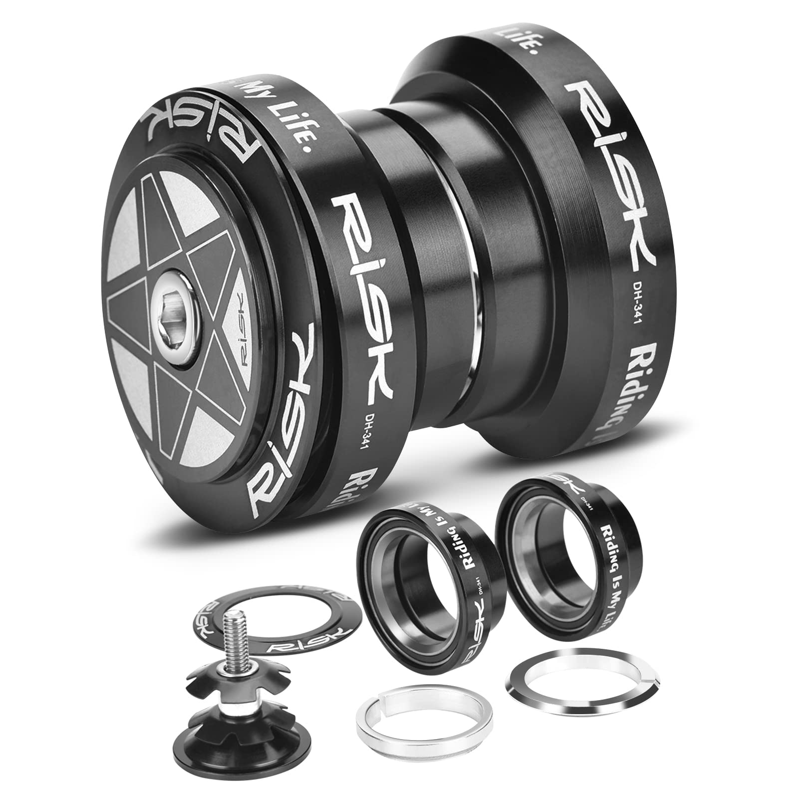 Yosoo Health Gear Aluminum Alloy Mountain Bike Headset, 28.6mm Straight Steerer Fork Compatible, 34mm Cycling Headset Replacement (Black)