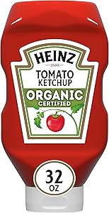 Heinz Organic Tomato Ketchup Inverted Squeeze Bottle, 1 Bottle, for Easy Sharing and Easy Serving, Classic Style, No High-Fru
