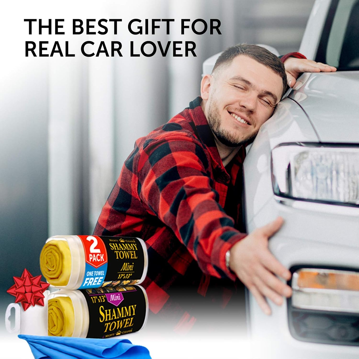 Premium Mini Chamois Cloth for Car - 2pack +1 Bonus Car Shammy Towel -17”x13” - Super Absorbent Reusable Shammy Cloth for Car - Scratch-Free: Kitchen & Dining