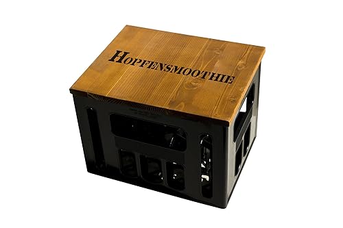 ultiMade Bierkastensitz Geschenkidee Männer Hipster Festival Sitzauflage Bierkiste Hocker aus Holz mit Motiv/Sprüchen - HOPFE