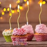 LFBEST 12 Pieces Twisty Gold Birthday Candles with Holder Cake Decoration view 6
