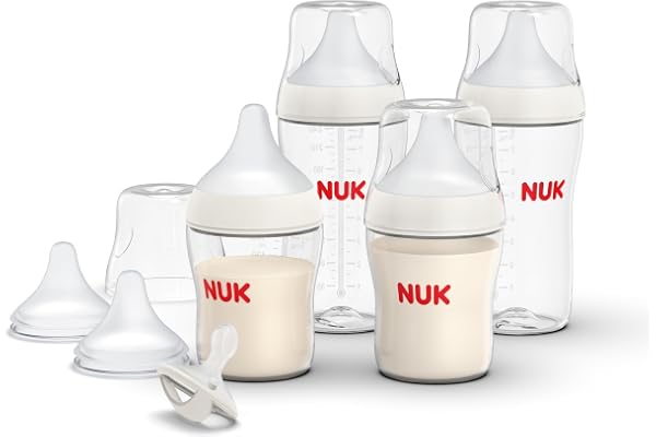 NUK Perfect Match Gift Set with 4 Baby Bottles, 2 Extra Nipples and 1 Pacifier