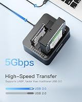 Inateck USB 3.0 Dual Bay HDD Docking Station SATA 2.5 3.5 Offline Clone UASP view 3