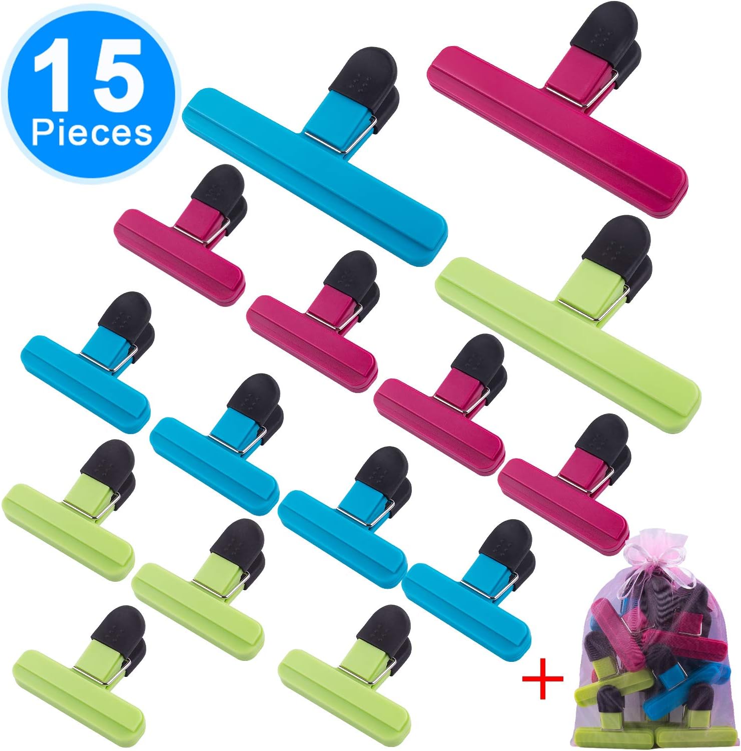 SIQUK 15 Pieces Chip Bag Clips Large Food Seal Clips Food Clips for