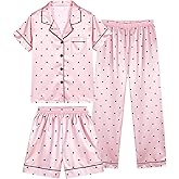 HONGTEYA 3 Piece Girls Clothes Sets, Silk Satin Teens Outfit Size 8-15 Years