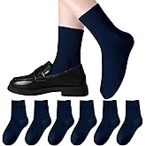 Boys Crew Socks Seamless Girls School Uniform Dress Socks Kids Breathable Cotton Quarter Sock 6 Pairs
