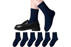 Girls Crew Socks Seamless Boys Dress Socks Breathable Cotton School Uniform Socks 6 Pairs