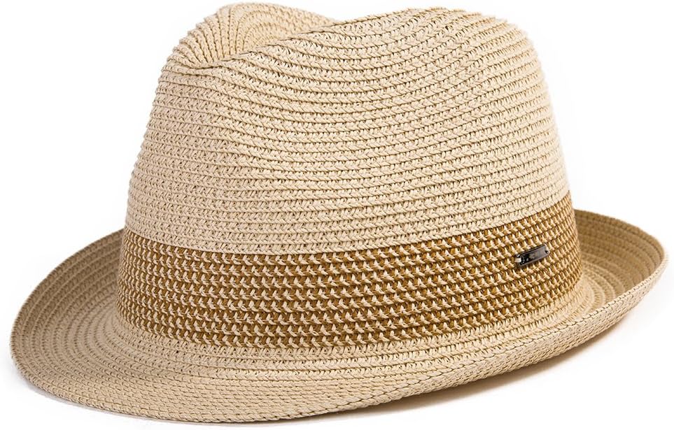 SiggiHat Panama Summer Fedora Trilby Straw Sun Hats For Men Safari Beach Hat - Foldable
