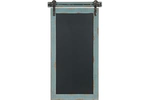 Deco 79 Wood Sign Home Wall Decor Wall Sculpture with Chalkboard, Wall Art 16" x 2" x 29", Blue