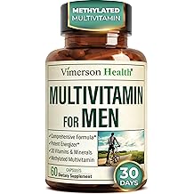 Methylated Multivitamin for Men with Bioavailable Vitamins, Chelated Minerals, Vitamin D, B12, C, A &amp; Zinc for Energy, Focus
