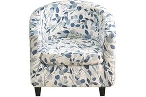 CRFATOP 2 Piece Club Chair Slipcover Printed Tub Chair Slipcover Armchair Covers Soft Printed Round Barrel Chair Covers Couch Covers with Elastic Bottom for Bar Counter Living Room,15