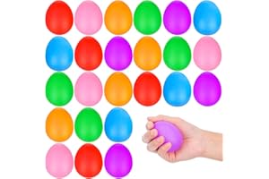 Easter Eggs Stress Ball Toys - 24 PCS Easter Basket Stuffers Rubber Stress Balls Stretchy Squeeze Squishy Toys for Easter Eggs Hunt, Cute Colorful Decorations Party Favors by BILLMOSS