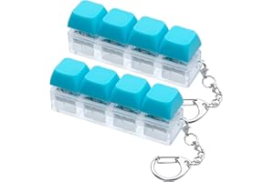 XIAWALANGZHUO 2 Pcs Keyboard Fidget Toy, Keyboard Fidget Keychain 4-in-1 Keyboard Decompression Button Finger Clicker Toys, Button Stress Relief Fidget Gifts for Adult to Relief Stress (Blue)