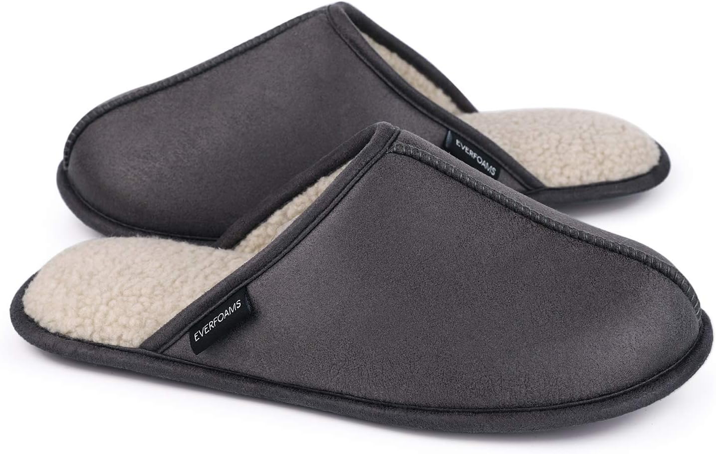 Men's Ladies' Suede Memory Foam Slipper with Sherpa Lining