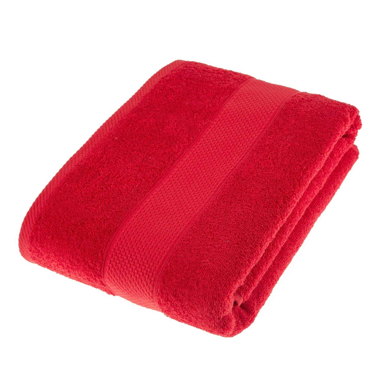 HOMESCAPES Red Turkish Cotton Bath Sheet Super Soft Thick & Absorbent 500 GSM Towel Heavy Weight for everyday Luxury