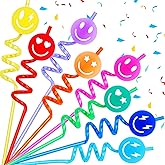 JUNUO 24 Reusable Jelly Smile Straws,Smile Theme Birthday Party Supplies Decorations,Suitable For Bachelorette Party Baby Shower With 2 Cleaning Brushes