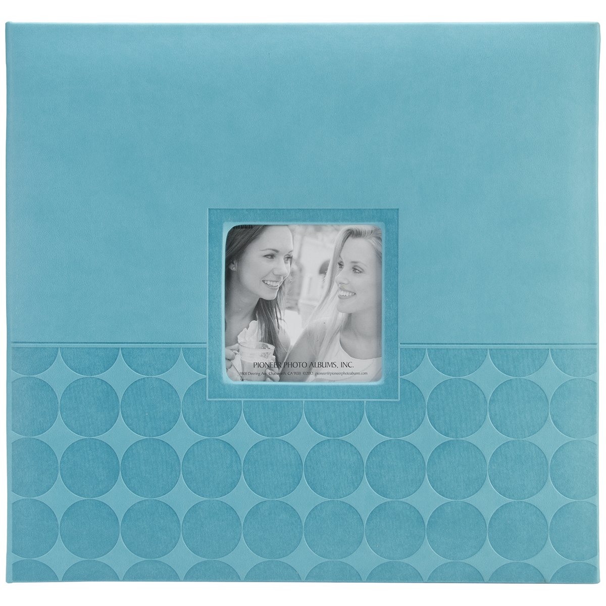Pioneer Embossed Post Bound Scrapbook Album x 12 inches-Aqua Circles