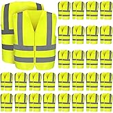 Relaxweex 20 Pcs Reflective Safety Vest Yellow Reflective High Visibility Vest for Construction Work Men Women