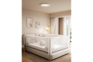ONEYA BABY Bed Rails for Toddlers 3 Pack, Thickened & Reinforced Baby Rail Guard with No-Nail Design, Height Adjustable Toddler Rails for Queen Bed, Kids Safety Bed Side Rails, White/Grey, 60x78.7x78.7in