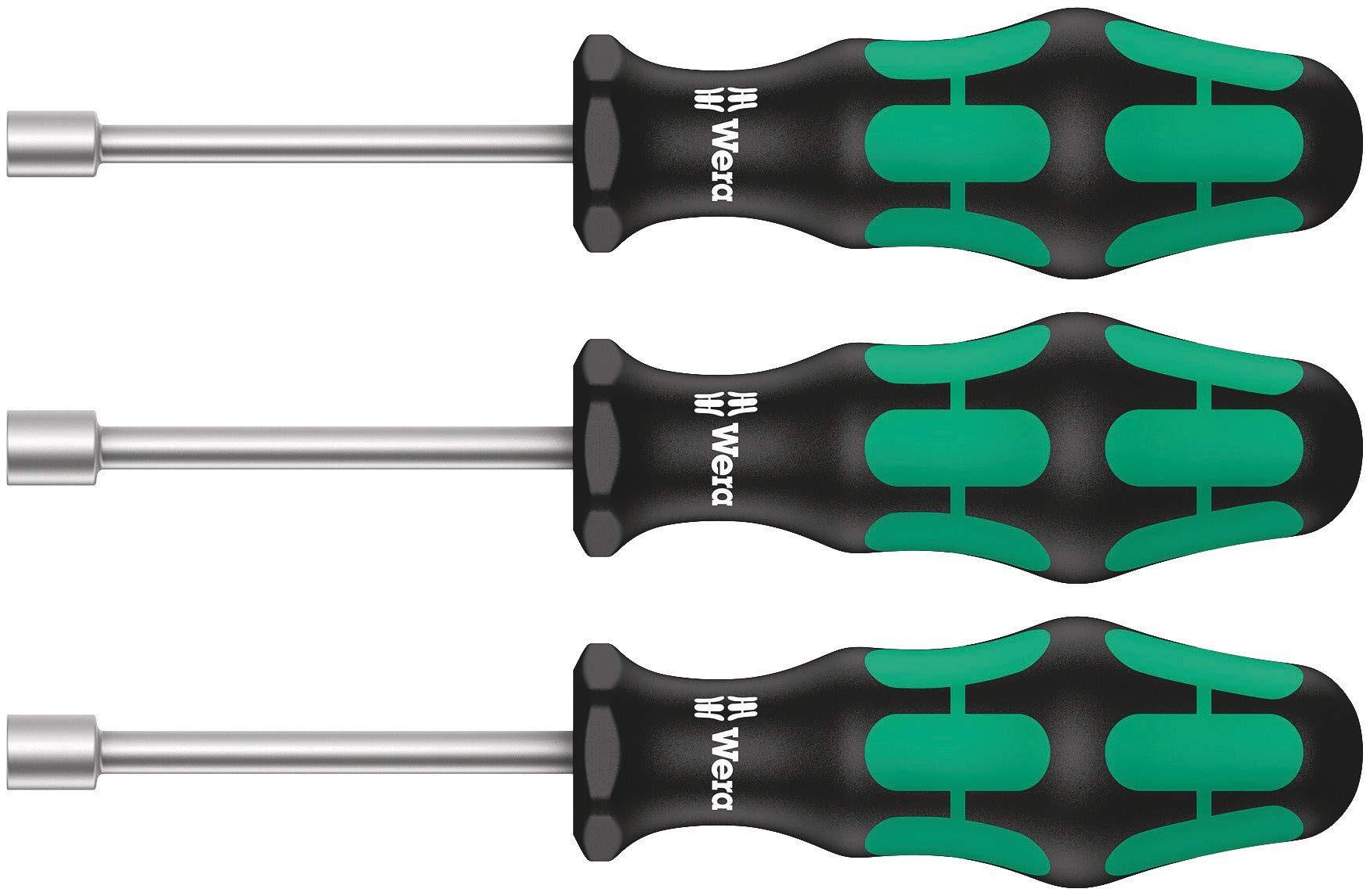 Wera 395 HO/3 Sanitary Hollow Shaft Nutspinner Set, 3pc, 05134275001, Black / Green