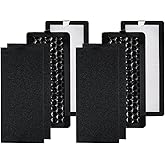 PUREBURG YY11200 Replacement Filter Set Compatible with Lasko HF11200 Desktop Air Purifier, 2 H13 HEPA+2 Activated Carbon Filter + 4 Carbon Pre-filters