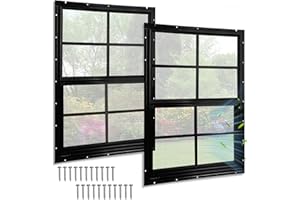 NOLIVEN 2 Pack 18" W x 27" H Shed Windows, Flush Mount Black Window with Tempered Glass and Fiberglass Screen, Sliding Windows with Screws for Sheds, Chicken Coop, Playhouse Garbage Room