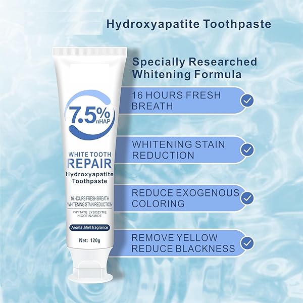 2 PACK HYDROXYAPATITE TOOTHPASTE FOR ENAMEL PROTECTION,TOOTH REPAIRING AND STRENGTHENING,GENTLE MINT,FRESH BREATH,DAILY PROTECTION FOR ORAL HEALTH