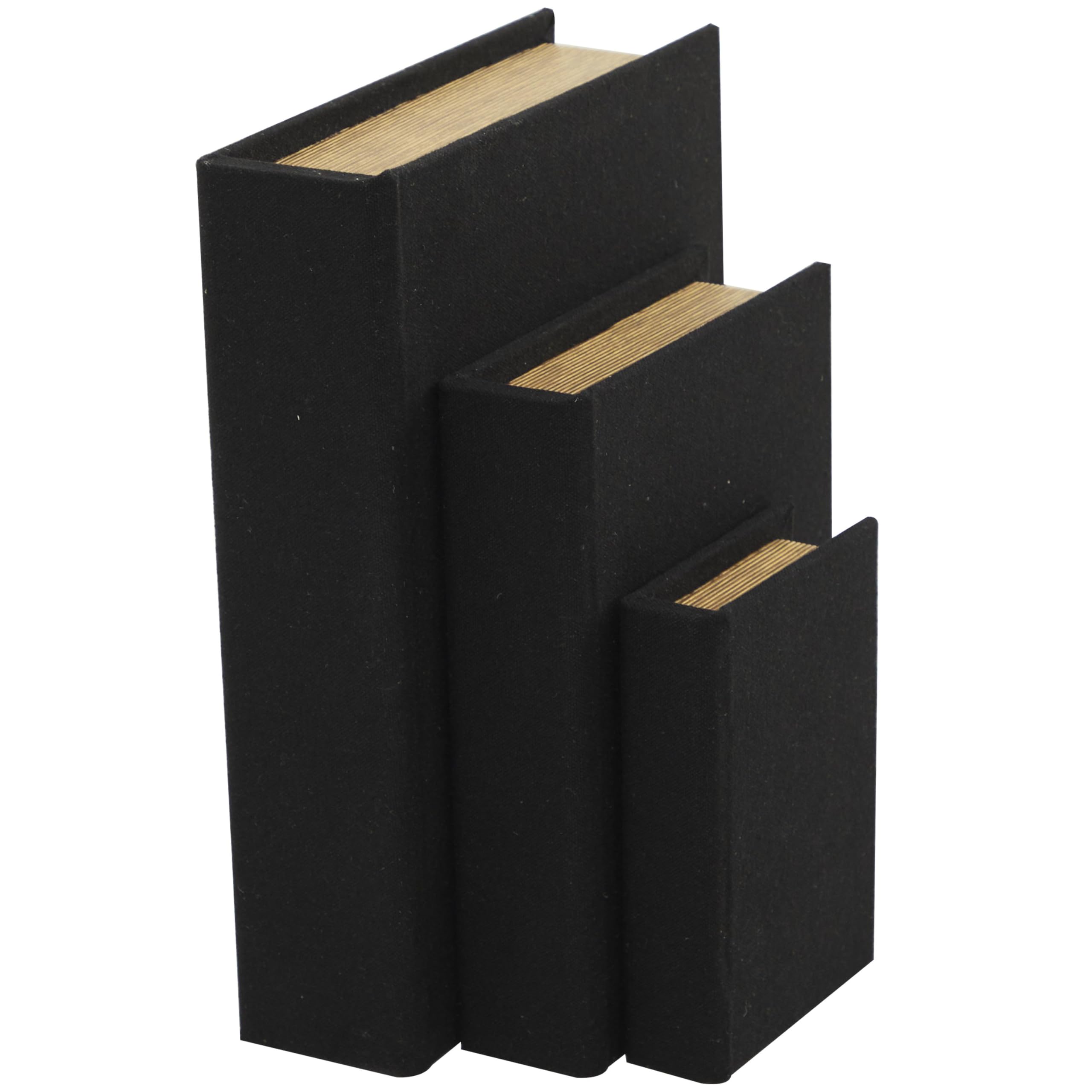 Deco 79 Linen Faux Book Box, Set of 3 12", 9", 6" H, Black