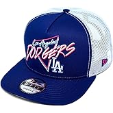 New Era LA Los Angeles Dodgers 9FIFTY A-Frame Trucker Snapback Cap, Adjustable Hat Navy Blue